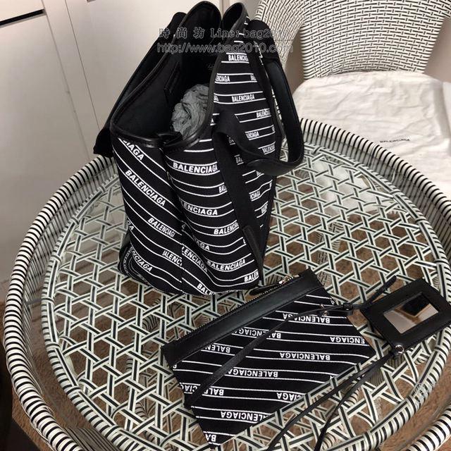 Balenciaga女包 巴黎世家最新款斜條紋字帆布包 Balenciaga斜條紋字新版一行字 中號手提包  csbl1184